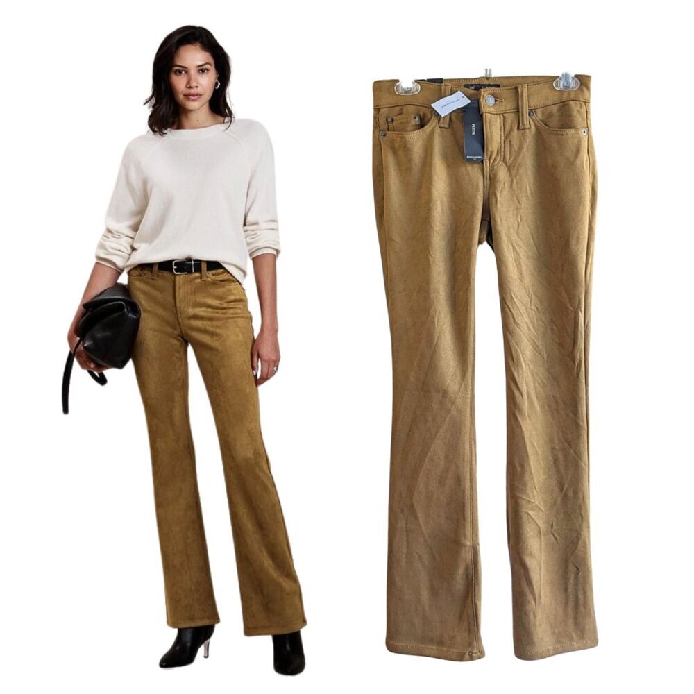 NWT BANANA REPUBLIC Vegan Horse Hair Suede Low Rise Bootcut Jean Pants Sz 25/0P